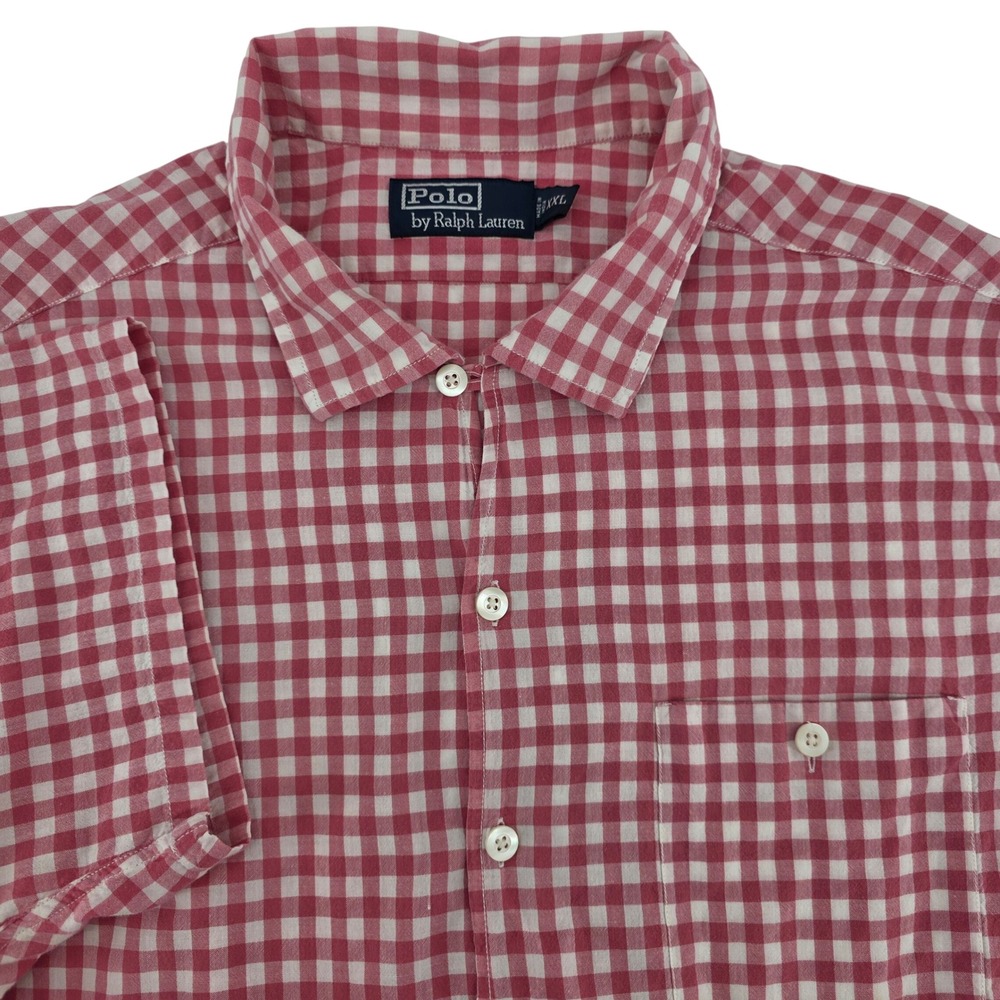 Polo Ralph Lauren Shirt Mens XXL Gingham Cotton Classic Red Heritage Summer